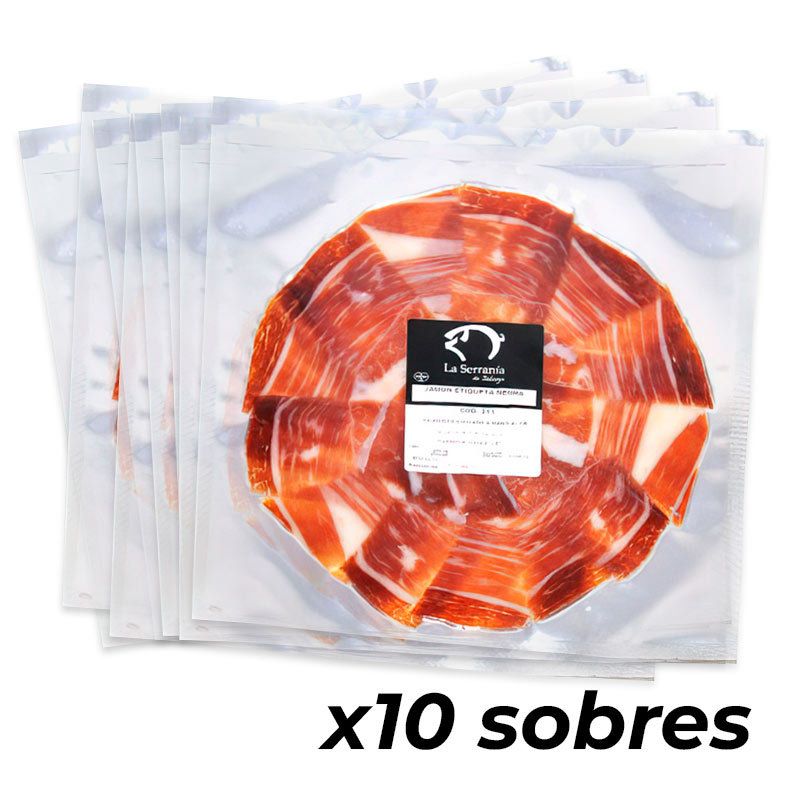 10 sobres de 80gr de Jamón La Serranía Loncheado a mano